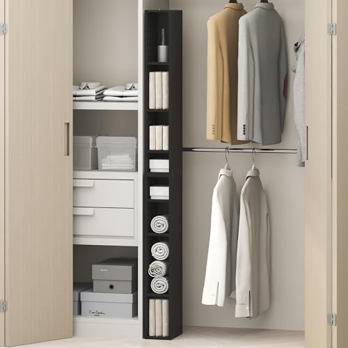 Furinno Fulda 8-Tier Closet Organizers and Storage, Open Shelf, Storage Organizer, 6-Inch Width, for Closet, Bedroom, Blackwood - color: Blackwood, size: 8-tier; 6"w