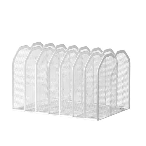 FANXIYQ White 7-Section File Folder Organizer for Desk – Metal Vertical File Holder, Desktop File Organizer Vertical Stand, Letter/A4 Folder Rack, Upright File Sorter, Office Paper Organizer - color: White, size: 7 Section Upgrade