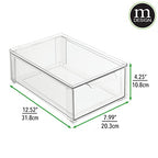 mDesign Plastic Stackable Bathroom Storage Organizer Bin with Pull Out Drawer for Cabinet, Vanity, Shelf, Cupboard, Cabinet, or Closet Organization - Lumiere Collection - 4 Pack - Clear - size: 8 x 12 x 4 (Pack of 4)