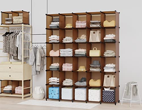 HOMIDEC Closet Organizer, 12-Cube Closet Organizers and Storage, Cube Storage Organizer for Kids, Closet, Bedroom, Bathroom, Office, Brown - color: Brown