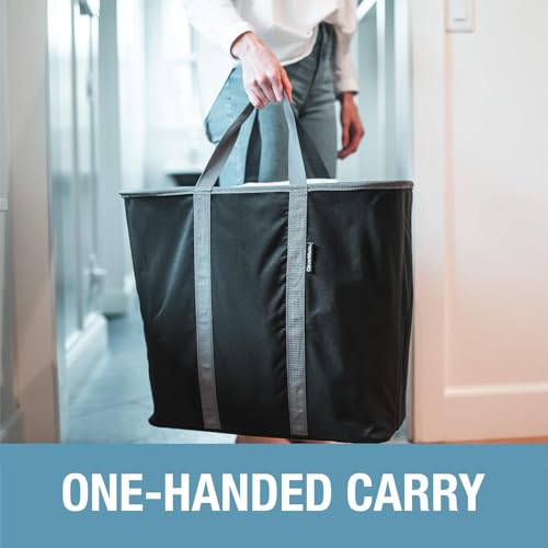 CleverMade Collapsible Laundry Caddy - Black Charcoal 2-Pack 64L - Foldable Storage Organization Container for Clothes Laundry Room Storage Solution - color: Black/Charcoal