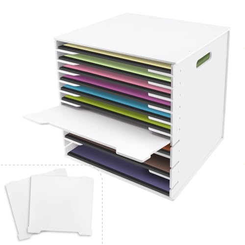 SONGWAY 12x12 Paper Storage Organizer - 13 Tier Desk File Organizer with Adjustable Shelves, Letter Mail Tray, 12x12 Stackable Scrapbook Paper Storage Cube for Home Office Classroom
