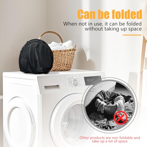 Collapsible Backpack Laundry Bag Made by Strong Polyester Oxford Cloth, 76L Heavy Duty Large Hamper with Adjustable Shoulder Strap, Foldable Basket with Mesh Pocket for College, Travel, Apartment - color: Black-Backpack, size: 1-Pack