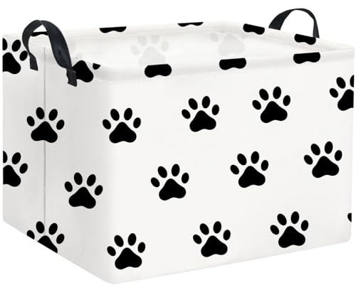 HIYAGON Dog toy Basket Dog Toy Bin Cute Toy Storage Basket Organizer Box Kids Gift Basket Empty Rectangular Room Decor for Home(Paw) - color: Paw