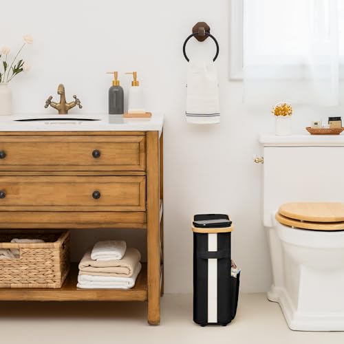 StorageWorks Toilet Paper Storage Baskets with Dual Flip Lids, Toilet Paper Organizer for Bathroom, Toilet Paper Container with Side Pocket, Holds 9 Mega or 12 Regular Rolls, Medium, Black - color: Black, size: Medium