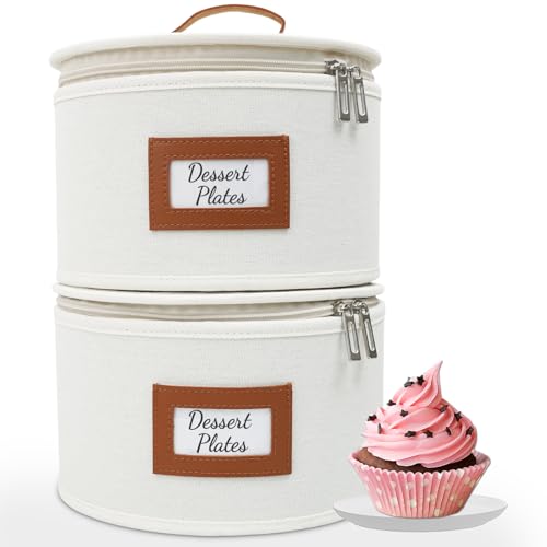 HOMELUX THEORY Dessert Plate Storage Box, 2pc Ivory Hard Shell China Storage Containers 24 Felt Pads, Kitchen Storage Bins With Lids, Heavy Duty Moving Box for Dishes, Dinner Plate, & Dinnerware - color: Ivory, size: 7. Dessert Plate Storage (2pc)