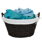 Household Essentials Round Wicker Laundry Basket with Handles, Whimsical Water Hyacinth Basket, Supportive Metal Frame, Removable Polyester Liner, Handwoven, Well-Structured and Versatile, Natural - color: Natural Water Hyacinth