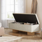 Tribesigns 50.39" Storage Bench with Padded Seat Cushion, Upholstered Shoe Bench with Flip Up Storage for Bedroom, Living Room, Entryway, Load up to 330 lb, Beige + Wood Color