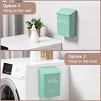 SUBEKYU Metal Magnetic Lint Bin for Laundry Room, Wall Mounted Lint Box Holder with Lid for Dryer, Light Green - color: TiffanyBlue