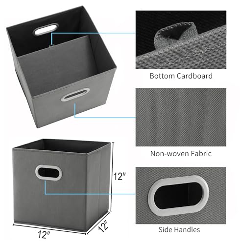 MAX Houser Fabric Storage Bins Cubes Baskets Containers with Dual Plastic Handles for Home Closet Bedroom Drawers Organizers (Cattail Gray) - color: 11 ashy