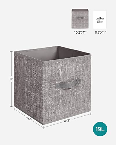 SONGMICS Storage Cubes, 11-Inch Non-Woven Fabric Bins with Double Handles, Set of 6, Closet Organizers for Shelves, Foldable, for Clothes, Taupe UROB026K01 - color: Taupe, size: 10.2''L x 10.2''W x 11''H
