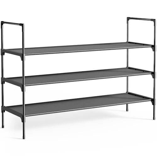 Kitsure Shoe Rack - 3-Tier Shoe Organizer, Shoe Rack for Closet, Entryway, Bedroom, Easy- Assembly Storage Shelf with Side Handles, 36.2" Wide - 3 Tiers, Black - color: Black, size: 36.2" Wide - 3 Tiers