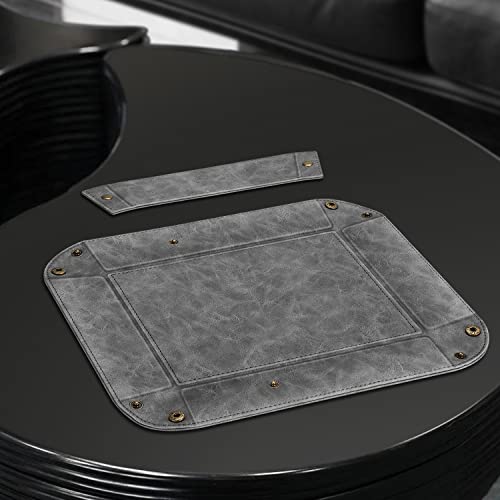 SITHON Valet Tray Desktop Storage Organizer, Removable 2 Compartments Catchall Tray Bedside Vanity Nightstand Caddy Holder Desk Storage Plate (Gray) - color: Gray