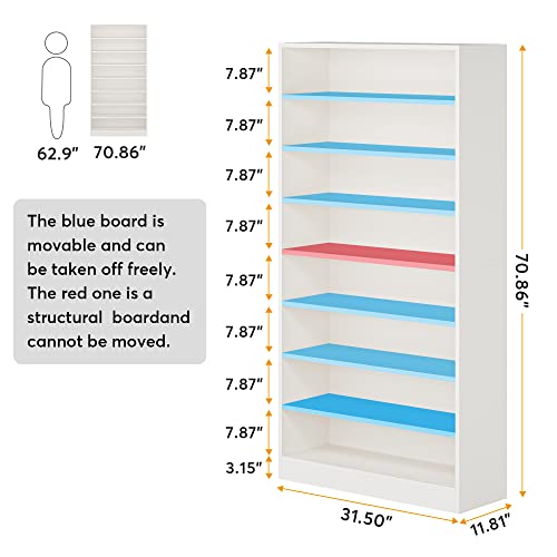 Tribesigns Shoe Cabinet, 9 Tiers 40-45 Pairs Heavy Duty Wood Freestanding Shoe Storage Cabinet, 70.8'' Tall Shoe Cabinet with Open Storage for Entryway, White - color: White