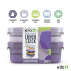 Ello 2-Pack Bento Box Lunch Stack Plastic Food Storage Container | Leak-Proof Locking Plastic Lids | Silicone Base | BPA-Free | Freezer Microwave and Dishwasher Safe | Wisteria - color: Wisteria