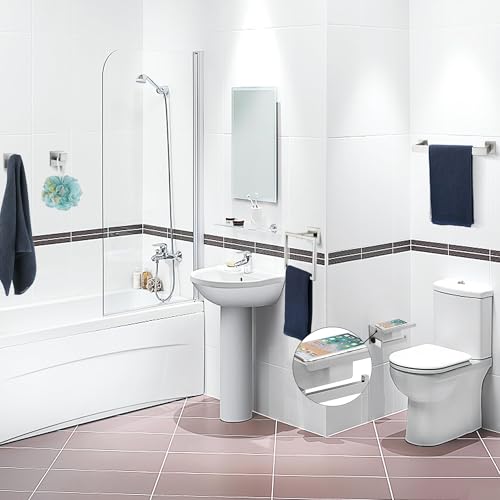 5 Pieces Bathroom Hardware Accessories Set Brushed Nickel, 16Inch Square Towel Racks Set for Bathroom, SUS304 Stainless Steel Towel Bar Set,Toilet Paper Holder with Shelf Wall Mounted - color: Brushed, size: 16" 5pcs