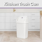 Superio Kitchen Trash Can 13 Gallon with Swing Lid, Plastic Tall Garbage Can Outdoor and Indoor, Large 52 Qt Recycle Bin and Waste Basket for Home, Office, Garage, Patio, Restaurant (White) - size: 13 Gallon, style: 1 Pack