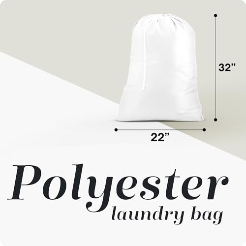 Handy Laundry Heavy Duty Laundry Bag – 22 x 32 in Durable Polyester, Extra Large, Machine Washable, Strong Drawstring Closure, Laundry Essentials for Travel, Dorm, Storage, White - color: White, size: 22" x 32"