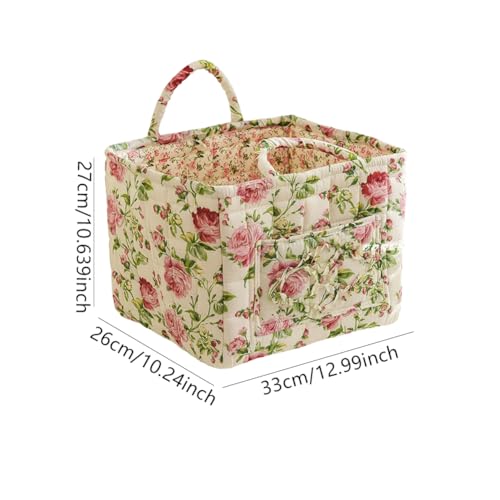 Boho Fabric Storage Basket, Large Capacity Laundry Basket, 12.99'' x 10.63'' x 10.23'' Collapsible Laundry Hamper with Easy Carry Handles for Home, Picnic, Shopping, Travel (White) - color: White