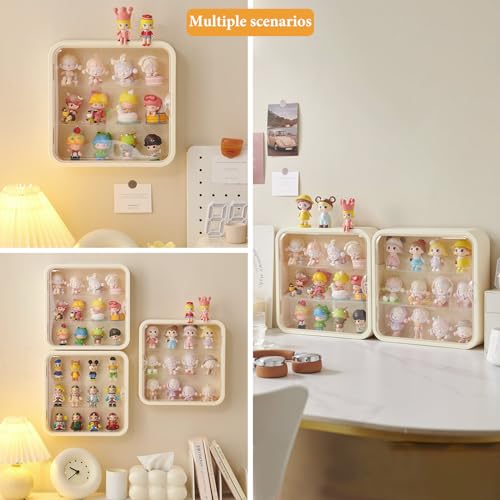 Clear Display Case for Figures, Acrylic Wall Mounted or Desktop Doll Storage Box Organizer Shelf Display for Collectibles Action Figure Blind Box Figures, Dustproof Figure Display Case