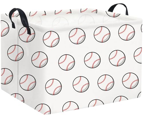 HIYAGON Rectangular Baseball Basket Kids Baby Nursery Storage Basket for Boys Football Room Decor Cute Toy Storage Organizer Bins Bedroom(Baseballs) - color: Baseballs