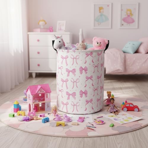 Baby Laundry Basket Baby Hamper for Nursery Girl Kids Butterfly Hamper Cute Kids Toys Storage Bin Organizer Butterfly Room Decor for Home(Dreamy Bowknot) - color: Dreamy Bowknot