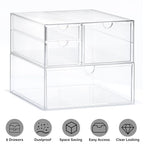 Prsildan Acrylic Drawer Makeup Organizer with 4 Drawers, Set of 2 Office Desk Organizers Accessories, Clear Stackable Storage Drawers for Vanity, Countertop, Craft, Jewelry, Art Supply Organization - style: 4 Drawers