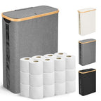 Odonata Large Toilet Paper Storage Basket with Lid, Slim Toilet Paper Organizer, Hold up to 20 Regular Rolls or 15 Mega Rolls. (Grey, 49L) - color: Grey