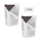 Mind Reader 60L Slim Laundry Hamper, Clothes Basket, Lid, Ventilated, Plastic, Set of 2, White - color: White, size: 2-Pack