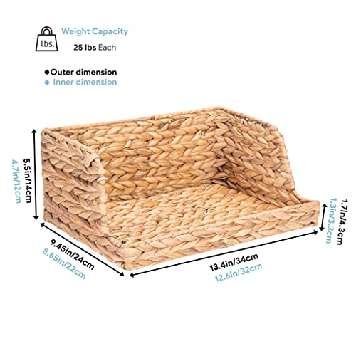 VATIMA Water Hyacinth Storage Baskets with Large Open-Front for Kitchen, Decorative for Living Room, 13.4” x 9.5” x 5.5”, 2 Pack - color: Water Hyacinth, size: 2-Pack Open-Front (13.4"L x 9.5"W x 5.5"H)
