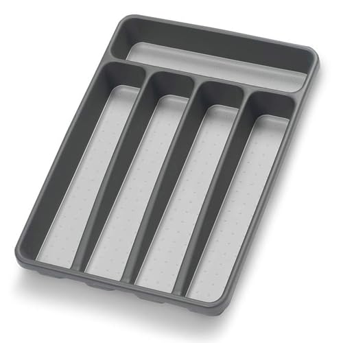 Loyareal Silverware Organizer Utenisl Organizer Holder Kitchen Drawer Organizer Plastic Silverware Tray for Drawer Flatware Organizer 5 Compartment Black - color: Black, size: 5 Slots