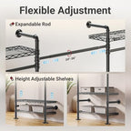 Timate F3 Plus Wall Mounted Clothes Rack Industrial Pipe Clothing Rack for Hanging Clothes, Heavy Duty Clothes Rack with Shelves, Expandable Garment Rack Wall Closet System, Black Pipe Closet Kit - color: Black, size: F3 Plus