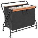 HOOBRO 172L Collapsible Laundry Basket with Wheels and Handle, Rolling Laundry Cart with Removable Liner Bag, Folding Laundry Hamper for Laundry, Bathroom, Bedroom, Black BB13XY01