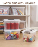 Citylife 4 Packs 6 QT Storage Bins with Lids Clear Plastic Bins with Grey Handle Stackable Storage Containers for Organizing - size: 6.0QT, style: 4 PACK