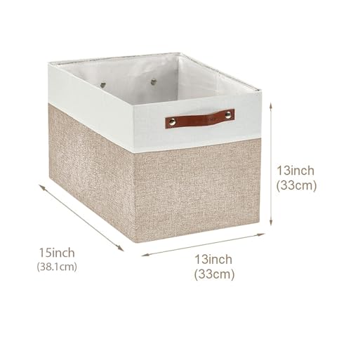 DECOMOMO Kallax Storage Cubes -13x15x13 Storage Bins, Baskets for Organizing Shelves (Beige and White, 4-Pack) - color: Beige and White, size: Kallax 13"x15"x13" /4pcs