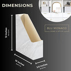 BLU MONACO Set of 4 Magazine Holders | White Marble Design with Gold Label Holders | Foldable File Organizer Boxes for Desk, Office & Classroom | Stylish Paper & Magazine Storage - color: White Gold Marble