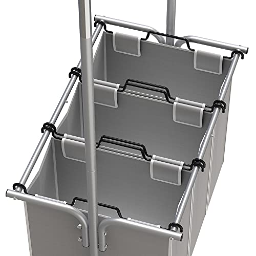 Simple Houseware 3 Bags Laundry Sorter with Extensible Clothes Hanging Rod - color: Silver