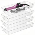 Manalete 4 Pack 15"x6" Extra Large Clear Plastic Drawer Organizer Trays, Multi-Purpose Storage Bins for Vanity, Makeup, Kitchen Utensils, Bathroom, Office Desk, Auto Tools & Craft Supplies - size: 4 Pack 15"×6"