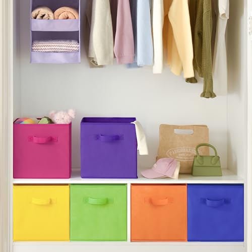 GRANNY SAYS 13 Inch Cube Storage Bins, Colorful Cube Storage Organizer, Fabric Storage Bins, Storage Cubes for Shelves, Closet, Toy Storage Bins for Kids Room, Play Room, Rainbow, 6-Pack - color: Rainbow, size: 13 Inch-6 Pack