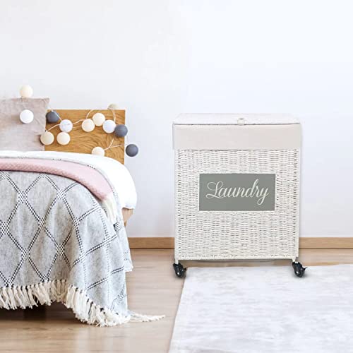 Mxfurhawa Laundry Basket, Heavy Duty Cotton Liner Laundry Storage Hamper with Handles, Collapsible Clothes Wire Basket Organizer Laundry Bag (2PCS-89WE-H) - color: 2PCS-89WE-H
