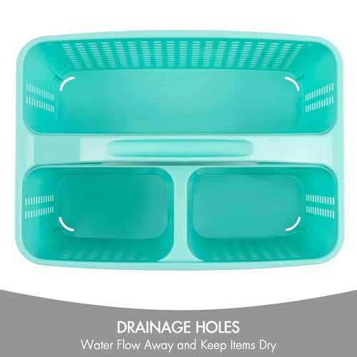 Tiawudi Portable Shower Caddy, Caddy Organizer with Handle, Plastic Shower Basket Hold Soap, Shampoo, Hair Supplies and Beauty Products, Cleaning Supplies Organizer for Home, Dorm, Shelf and Cabinet - color: Mint