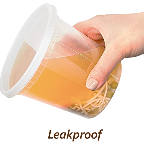 DuraHome Deli Containers with Lids 24oz. Leakproof 30 Sets BPA-Free Plastic Food Storage Cups Clear Airtight Takeout Container Heavy-Duty, Microwaveable Freezer Safe Disposable/Reusable - size: 24 oz. (30 Sets)