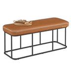 VASAGLE EKHO Collection - Storage Bench for Entryway, Ottoman Bench with Steel Frame, 43.3-Inch Wide, Synthetic Leather, Living Room, Mid-Century Modern, Loads 660 lb, Caramel Brown ULOM085K01 - color: Caramel Brown, style: Steel Frame Bench