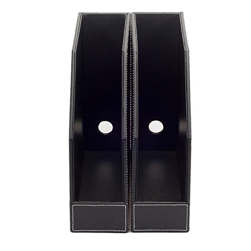 MobileVision Executive Leather Vertical File Folder Holder & Office Product Organizer, Store Files, Magazines, Notepads, Books and more, 2 Pack Combo Set - color: Executive Leather