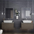VOLPONE Glass Bathroom Shelf 15.7in Bathroom Shelf Wall Mounted Floating Glass Shelves with Towel Holder Glass Shelf for Bathroom 2 Tier (Sliver) - style: 2 tier with towel bar silver