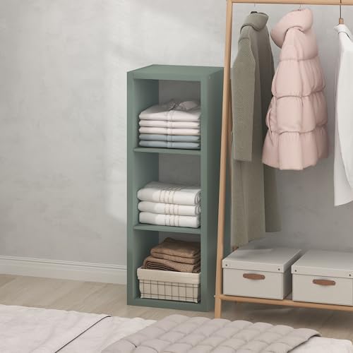 Furinno Cubic Closet Organizers and Storage, 3-Cube Closet Organizer, Open Shelf Closet Storage, Extra Thick Frame for Wardrobe, Bedroom, Living Room, Sage Green - color: Sage Green, size: 3-Cube