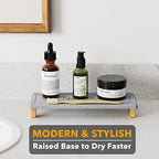 SpaceAid DryingNeat Sink Organizer, Instant Dry Sink Caddy Organizers, Kitchen Sponge Soap Holder Dispenser, Countertop Fast Drying Rack (Bamboo Feet, Gray) - color: Gray
