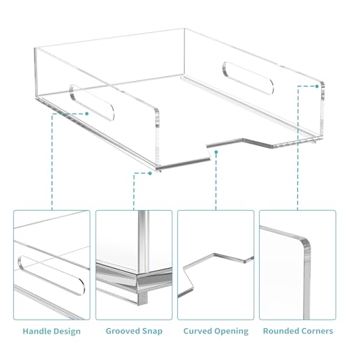 HIIMIEI Paper Organizer for Desk, Acrylic Paper Tray, Clear Letter Tray Desk Stackable Organizer Tray for School, Home, Office 2 Tiers - style: Vertical