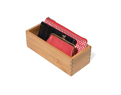Lipper International Bamboo Wood Utensil Holder Storage Box for Cooking Tools, Makeup, or Office Supplies, 4" x 9 1/4" x 3" - size: 4" x 9 1/4" x 3"