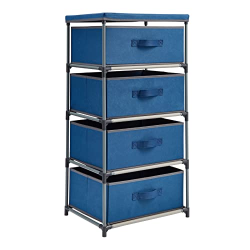 Juvale 4-Tier Tall Dresser with Drawers - 16.5 x 13 x 33 in, Navy Blue - Fabric Storage Drawers & Closet Organizer - Kids Dresser & Bedroom Storage - color: Navy Blue